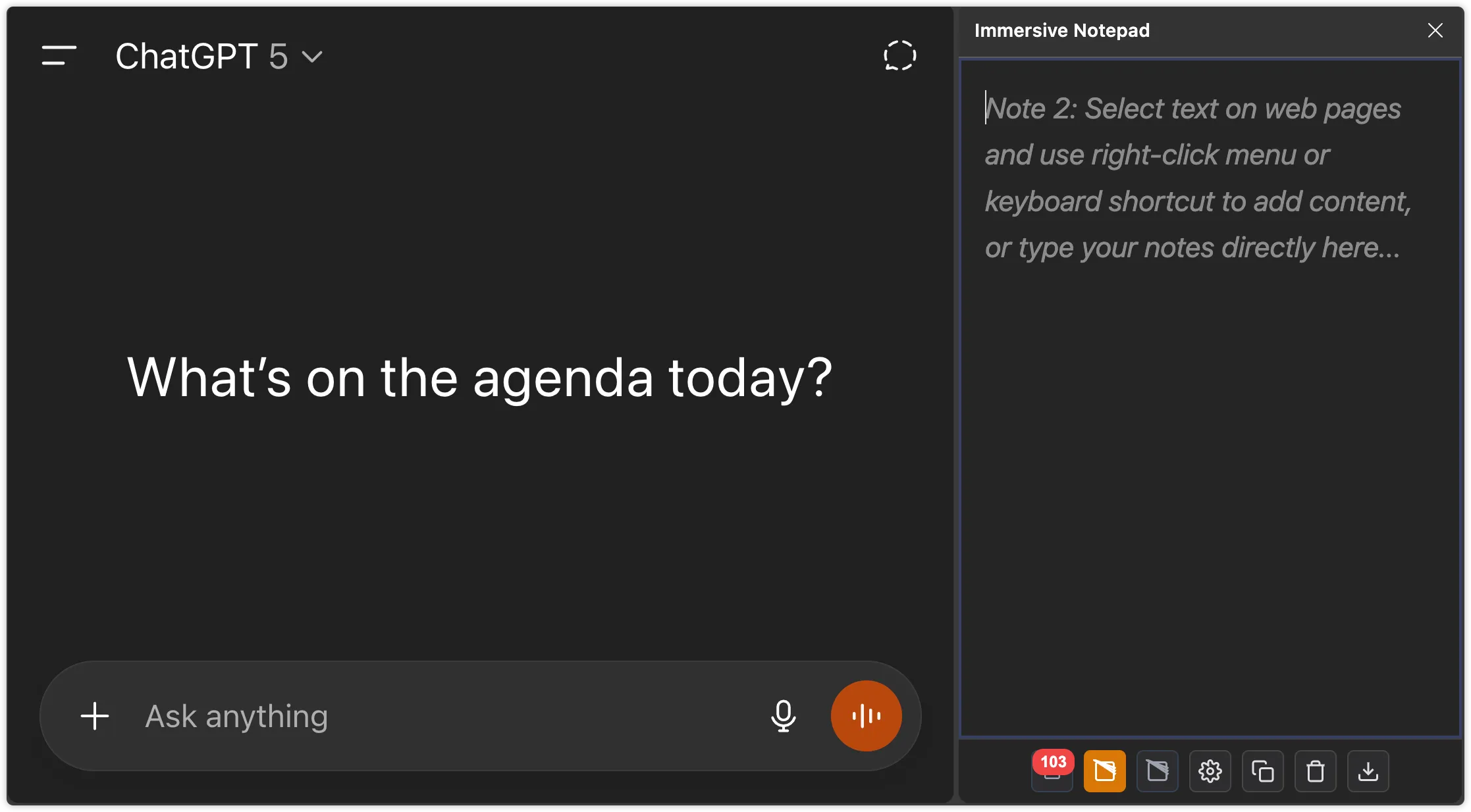 Immersive Notepad ChatGPT Companion Interface